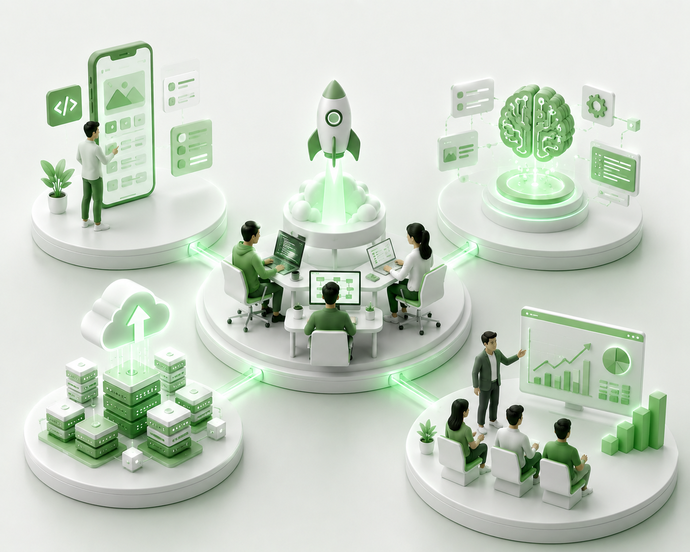 Developers collaborating on AI-powered features for a client application